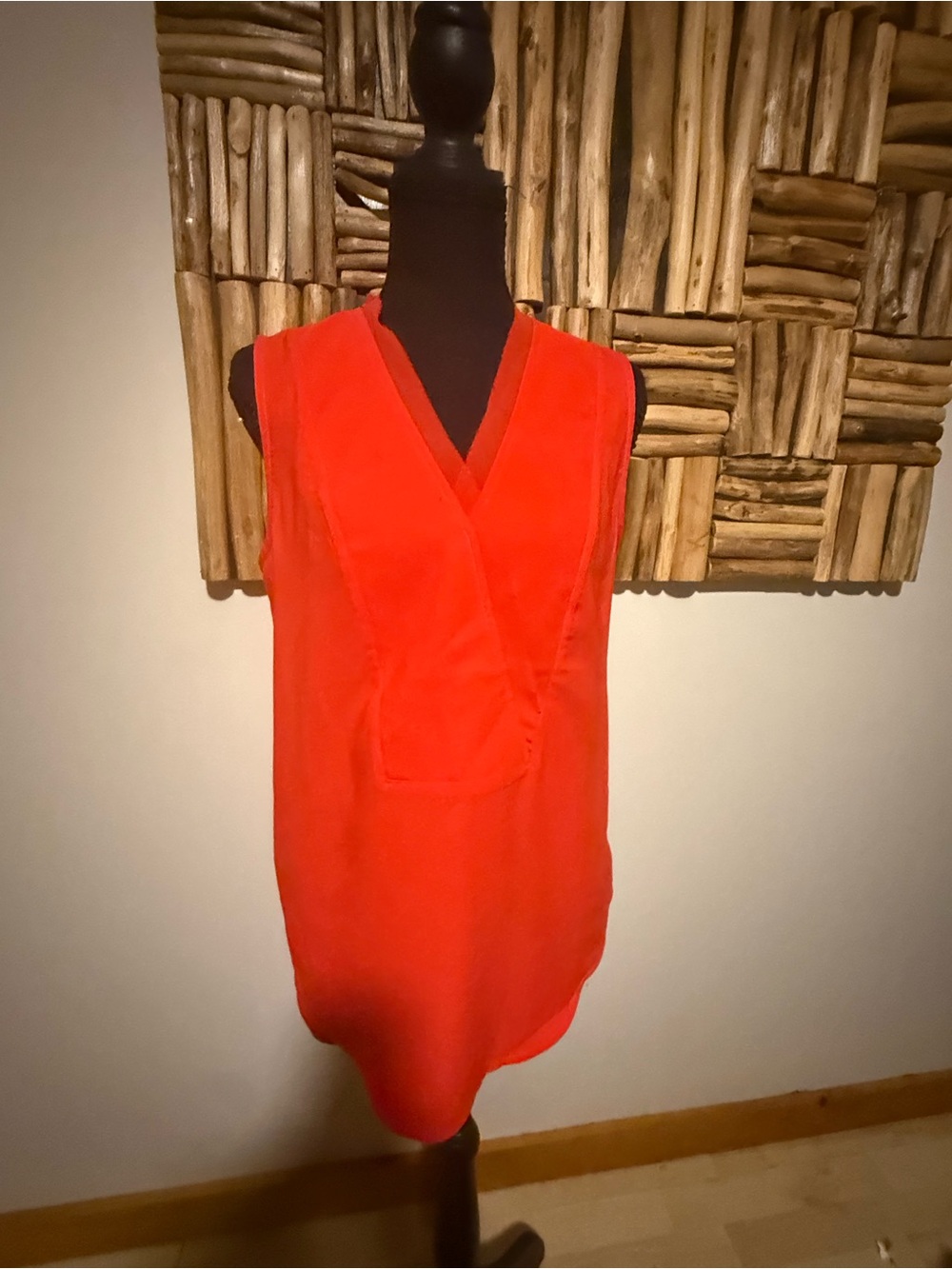 Rachel Zoe Red Sleeveless V-Neck Blouse, Size S